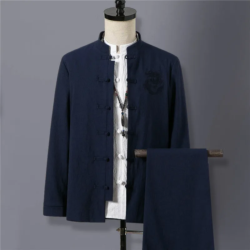 Spring Chinese Style Retro Ethnic Style Suits Men's Suits Spring Stand-up Collar Chinese Tunic