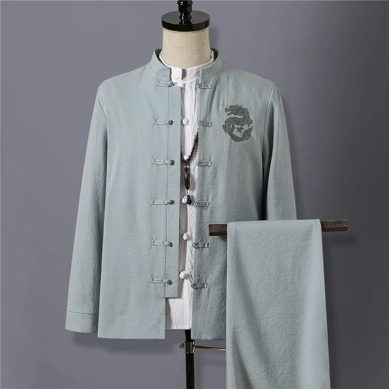 Spring Chinese Style Retro Ethnic Style Suits Men's Suits Spring Stand-up Collar Chinese Tunic