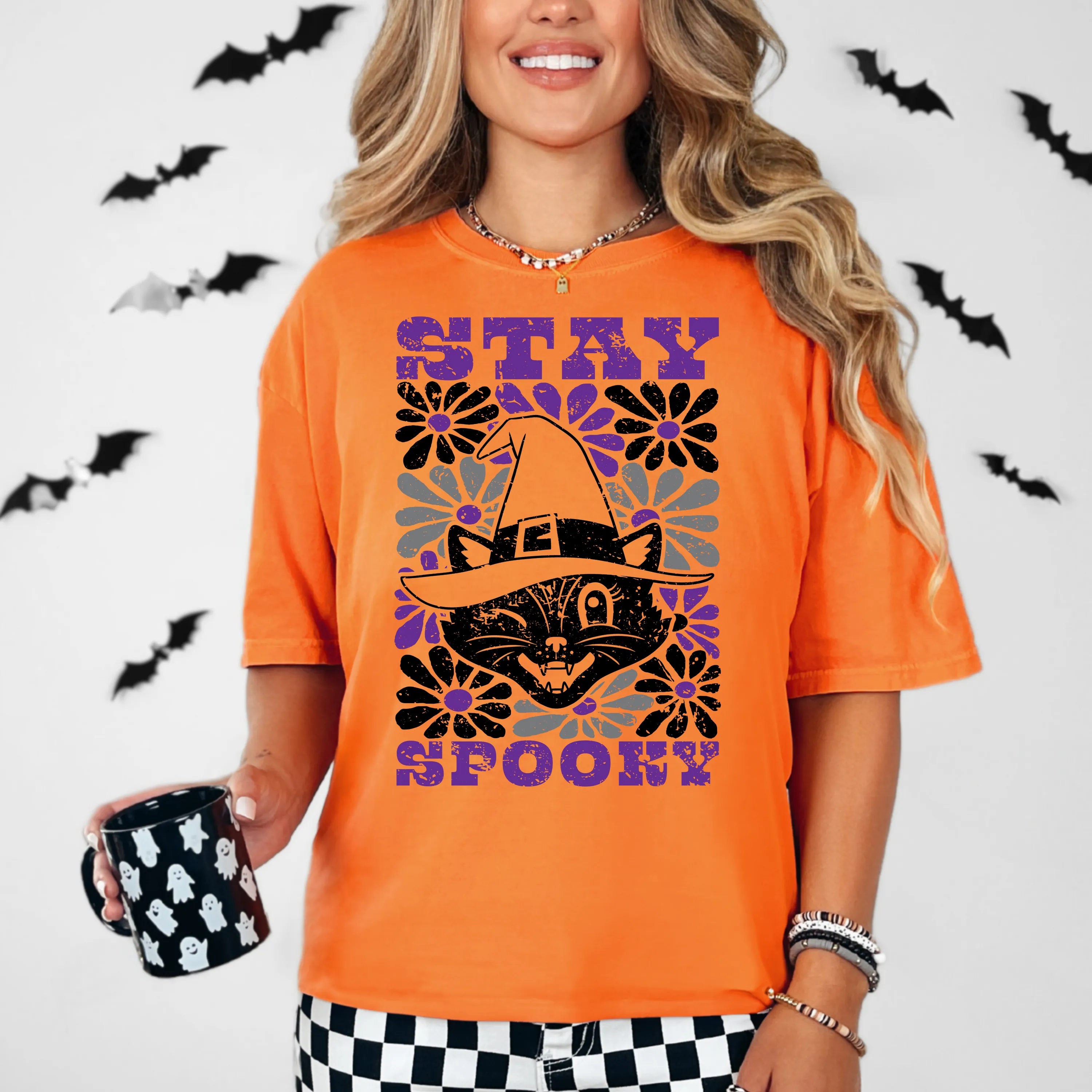 Stay Spooky Black Cat Halloween Shirt Comfort Colors