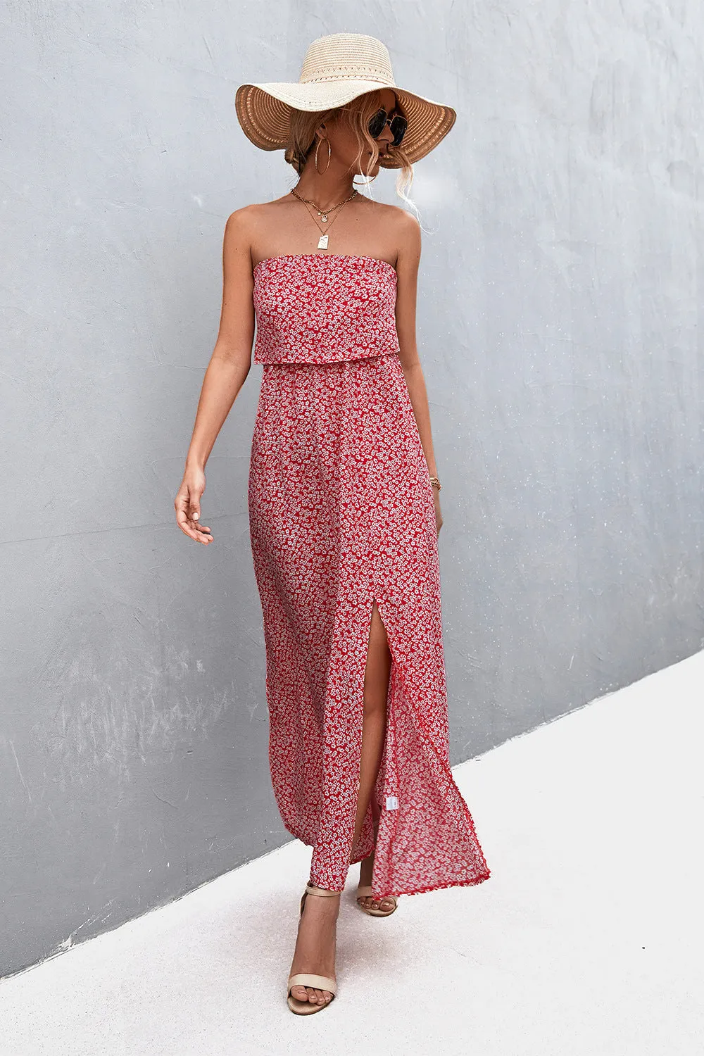 Strapless Split Maxi Dress - 5 colors