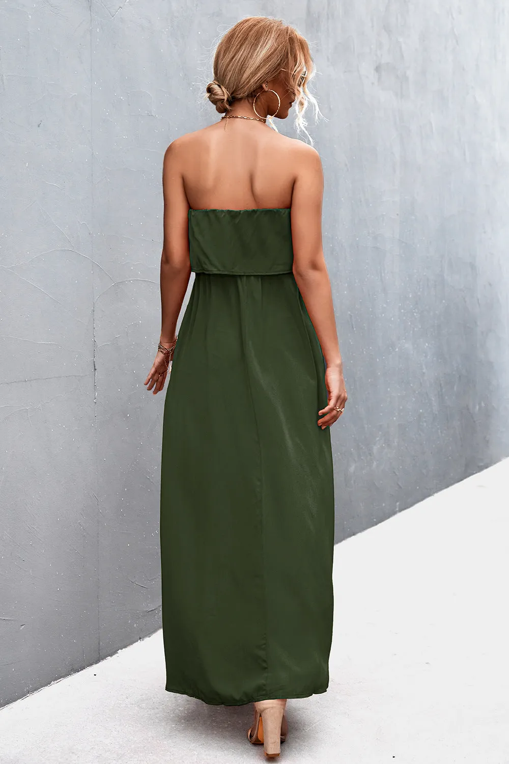 Strapless Split Maxi Dress - 5 colors