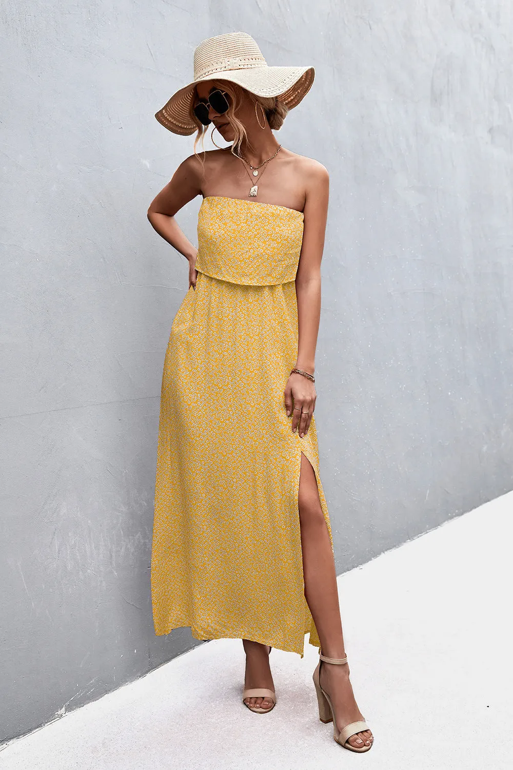 Strapless Split Maxi Dress - 5 colors