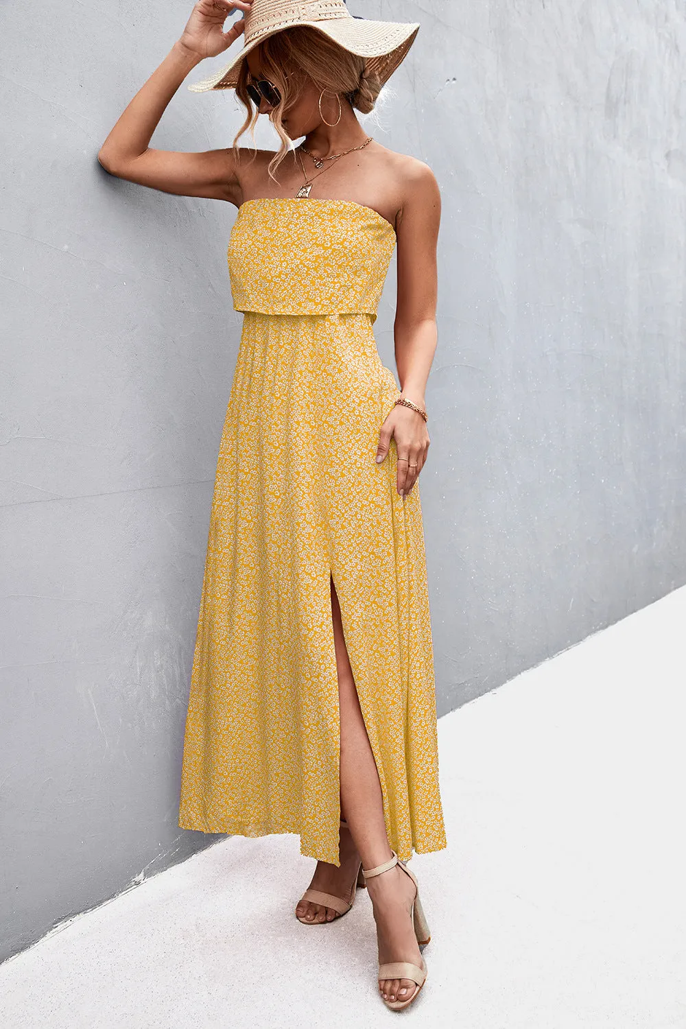 Strapless Split Maxi Dress - 5 colors