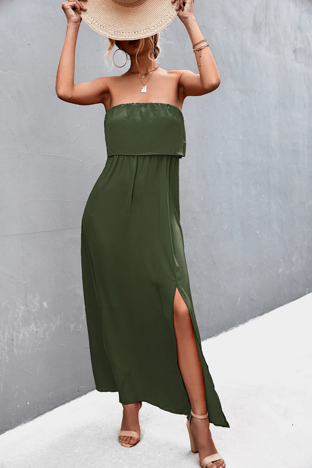 Strapless Split Maxi Dress - 5 colors