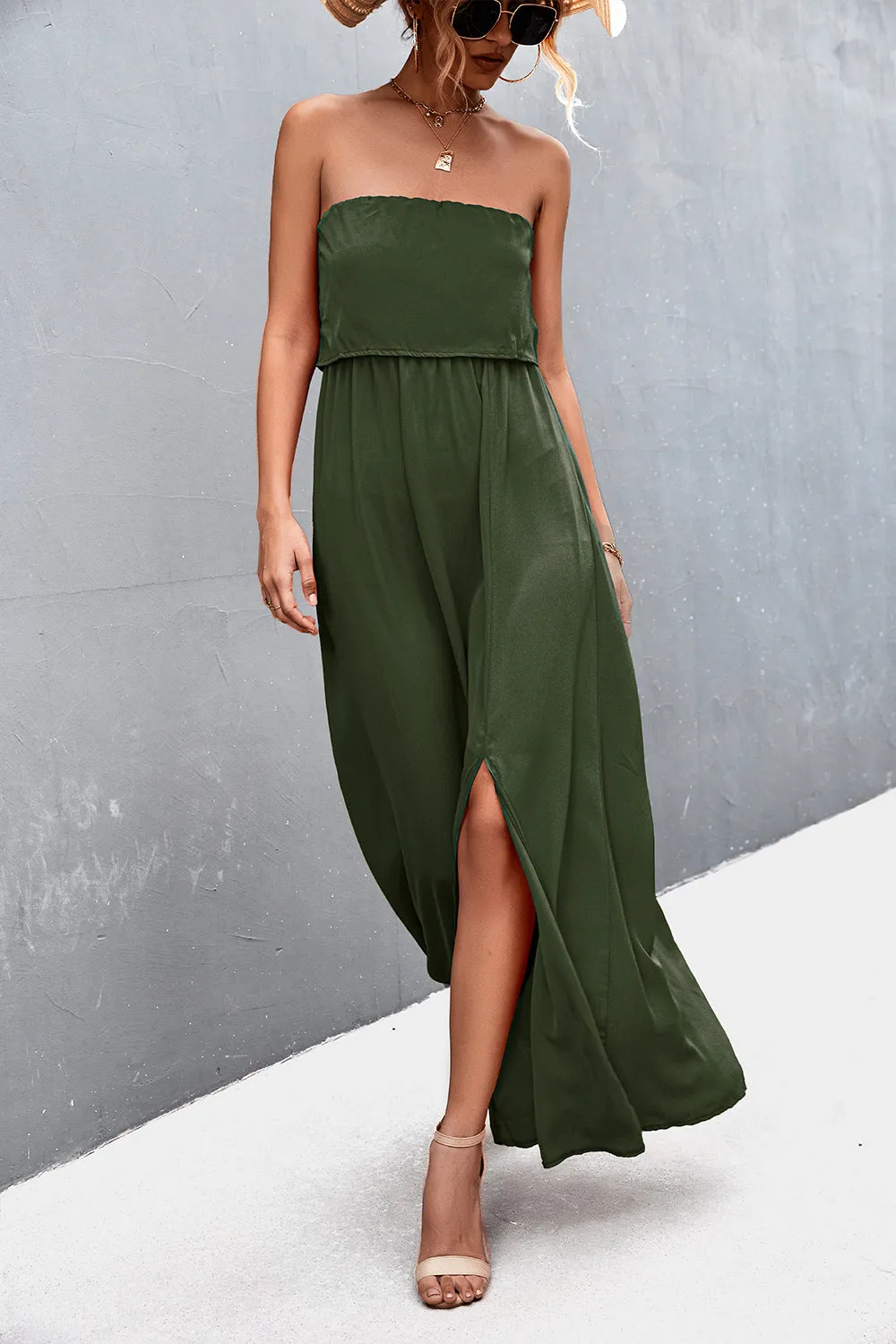 Strapless Split Maxi Dress - 5 colors