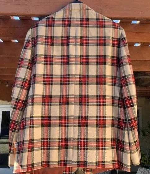 Tallia Mens Slim-Fit Cream and Red Tartan Sport Coat, Size 40Regular