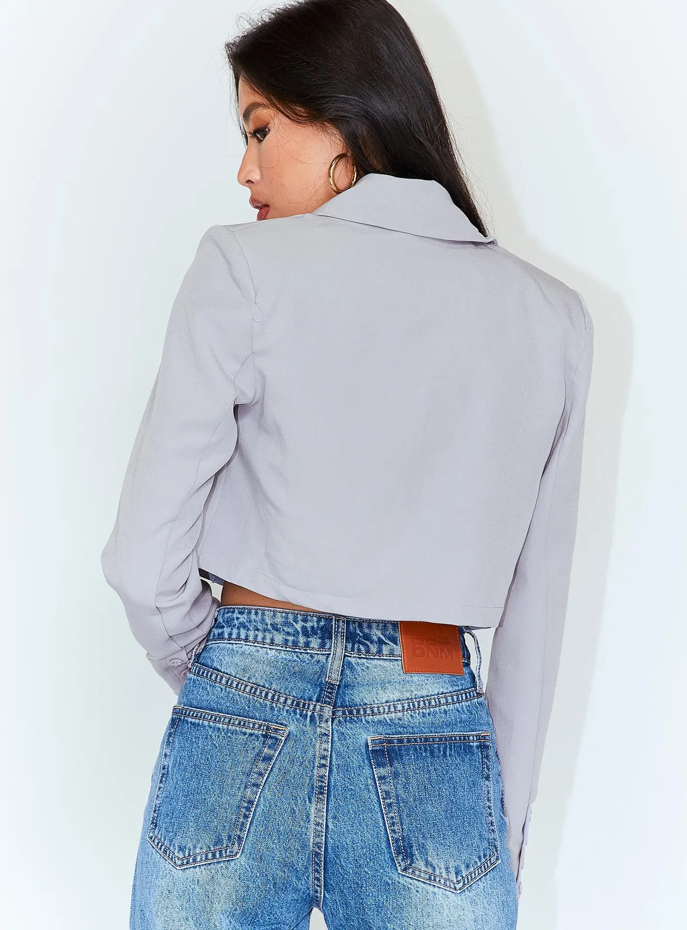 The City Cropped Blazer Grey