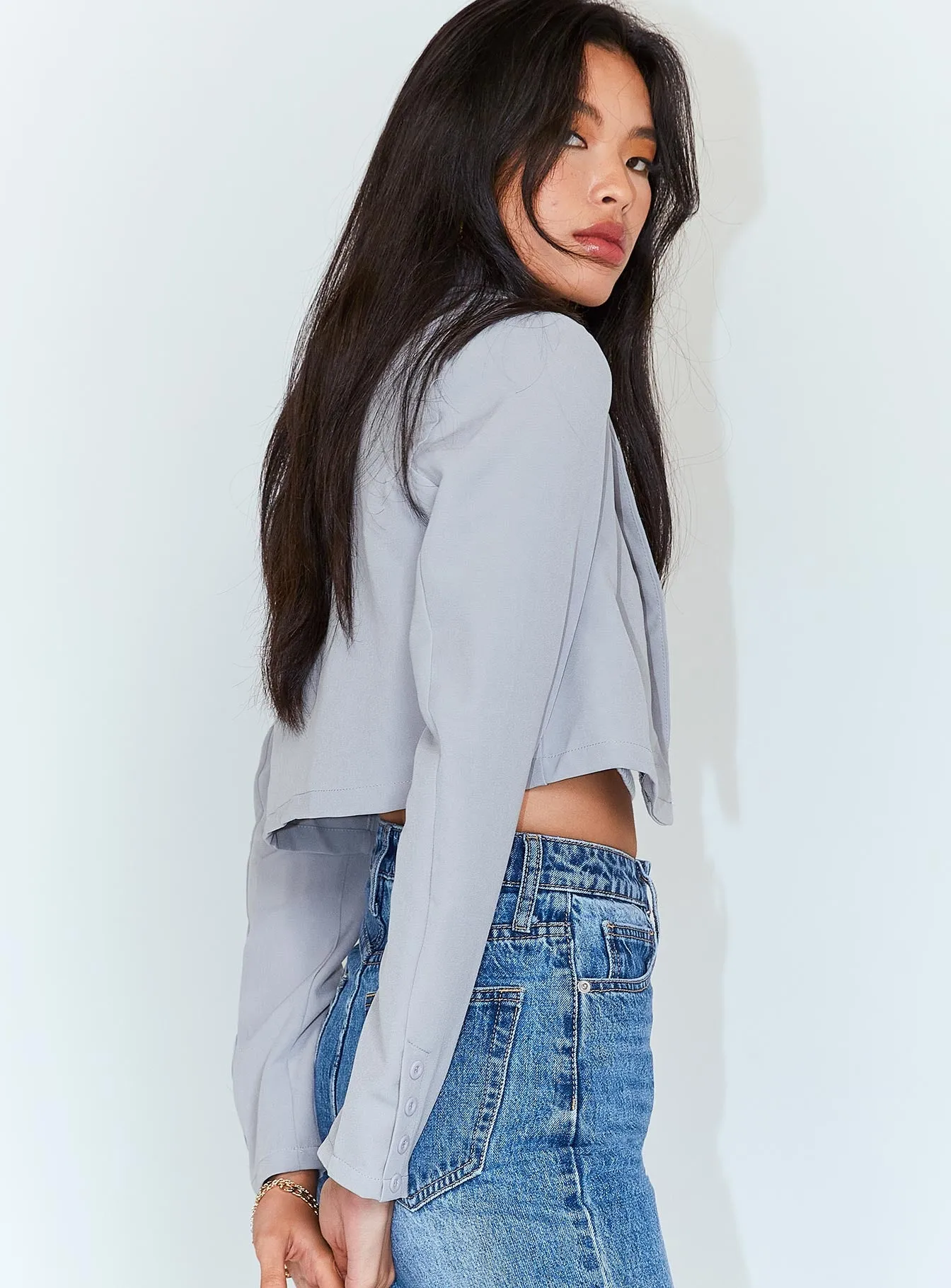 The City Cropped Blazer Grey