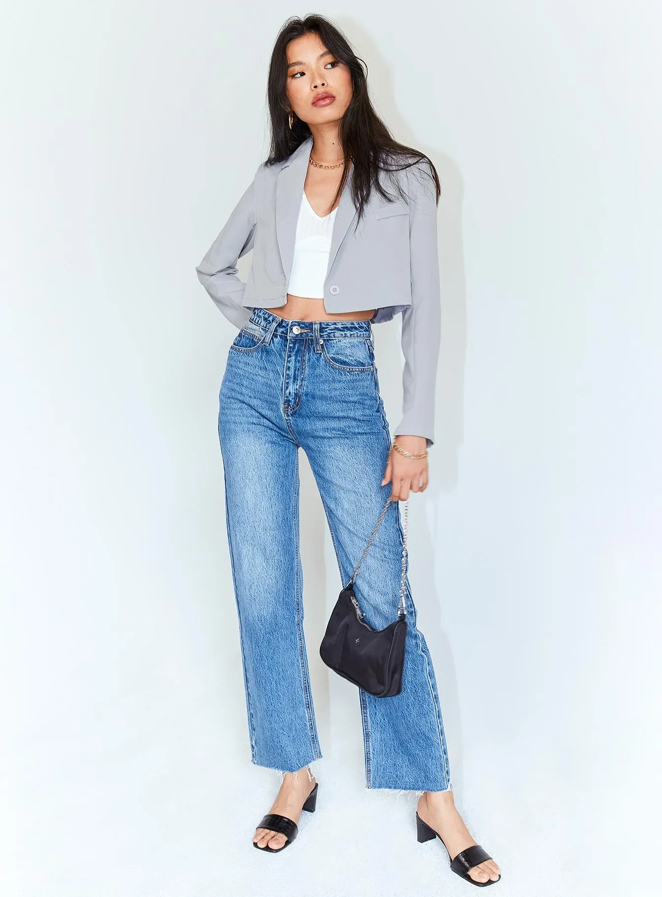 The City Cropped Blazer Grey