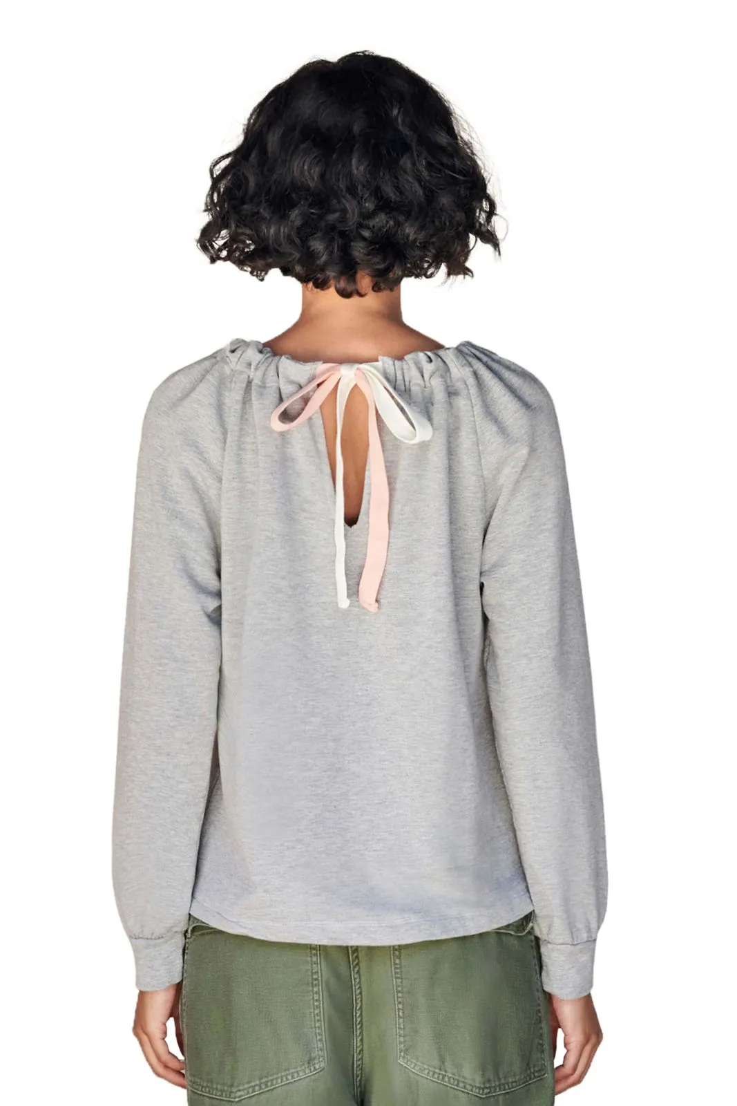 Tieback Pullover, Heather Grey