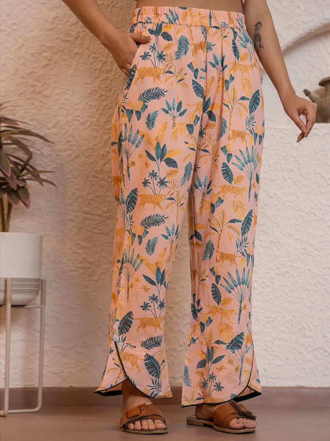 Tropical Apricot Peach Sleeveless Co-Ord Set