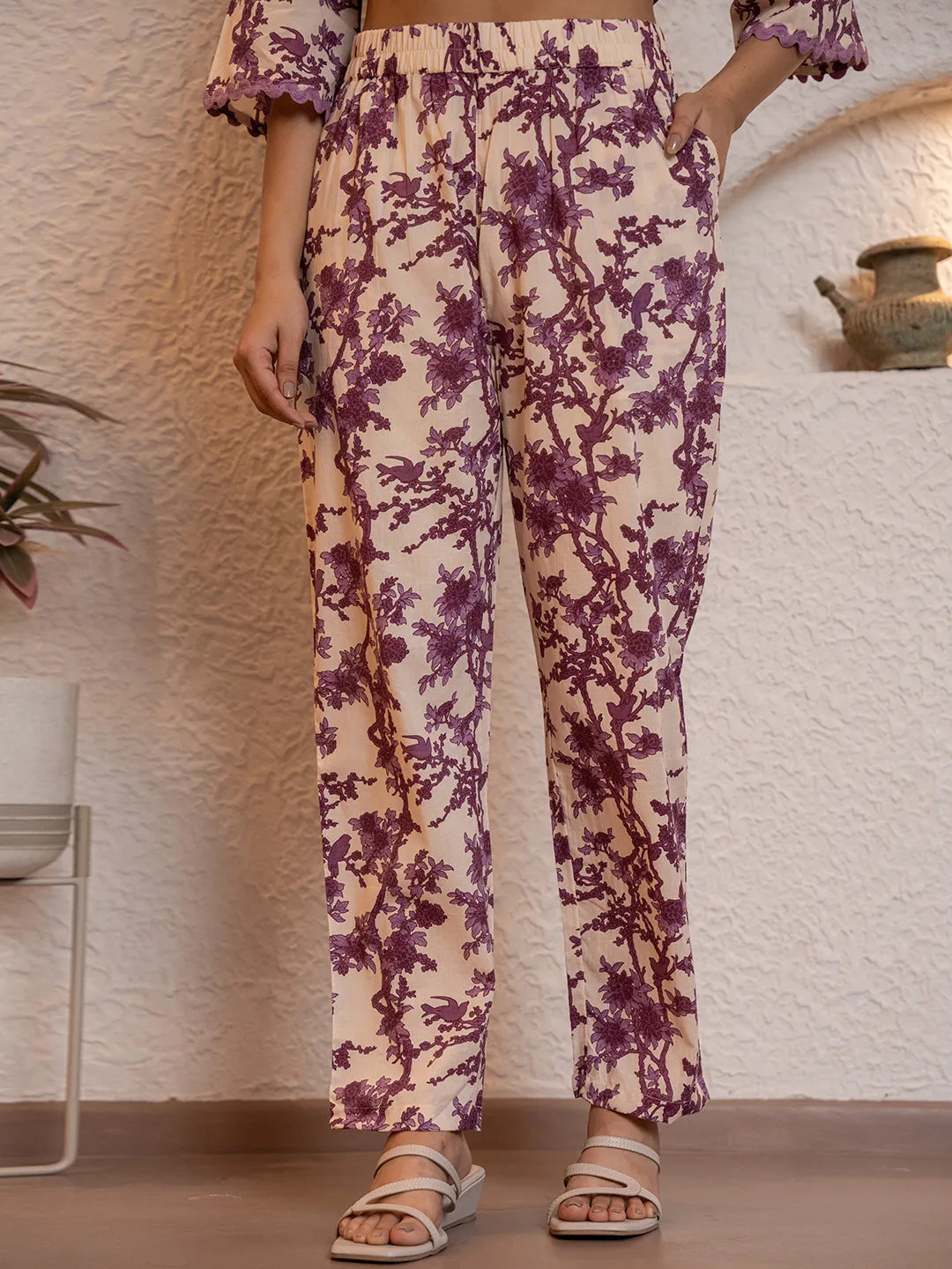 Tropical Deep Lavender Round Collar Co-Ord Set