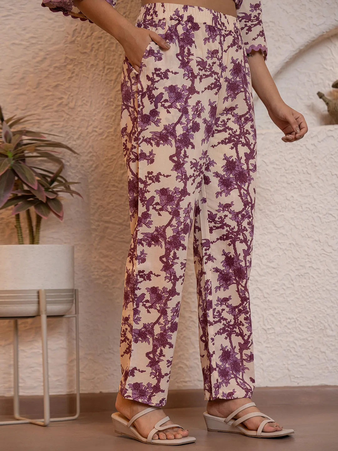 Tropical Deep Lavender Round Collar Co-Ord Set