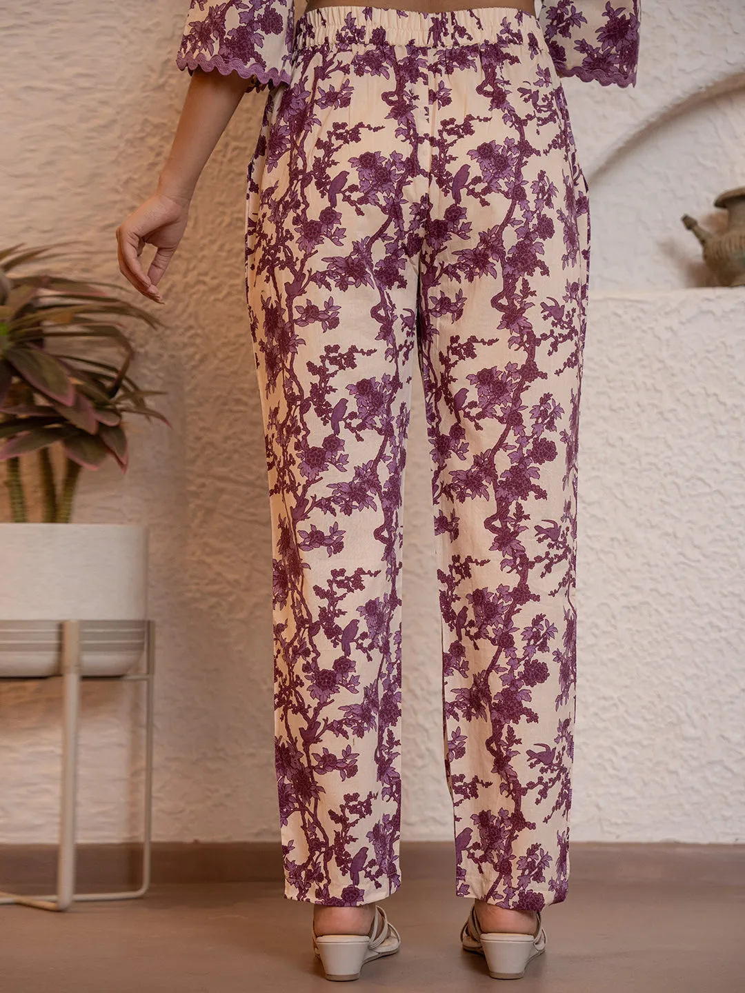 Tropical Deep Lavender Round Collar Co-Ord Set