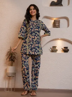 Tropical Navy Tiger Blaze Round Collar Co-Ord Set