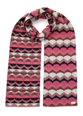 Uimi Marlo Geometric Merino Wool Scarf Raspberry