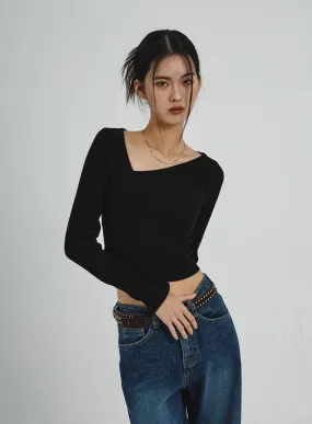 Unbalanced V-Neck Cropped Top CD07