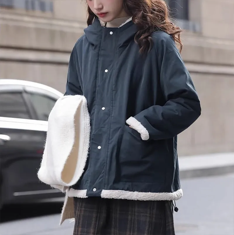 Uniwim cold weather outfits Shuangcheng Ji/Double-Sided Cashmere Coat Women's Winter Casual Hooded Workwear/Glutinous Rice Does Not Bloom