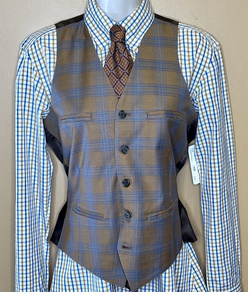 VEST BROWN/BLUE PLAID BBROS