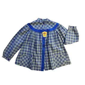 Vintage 1960s Checkered Blue Tunic / 10-12 Years