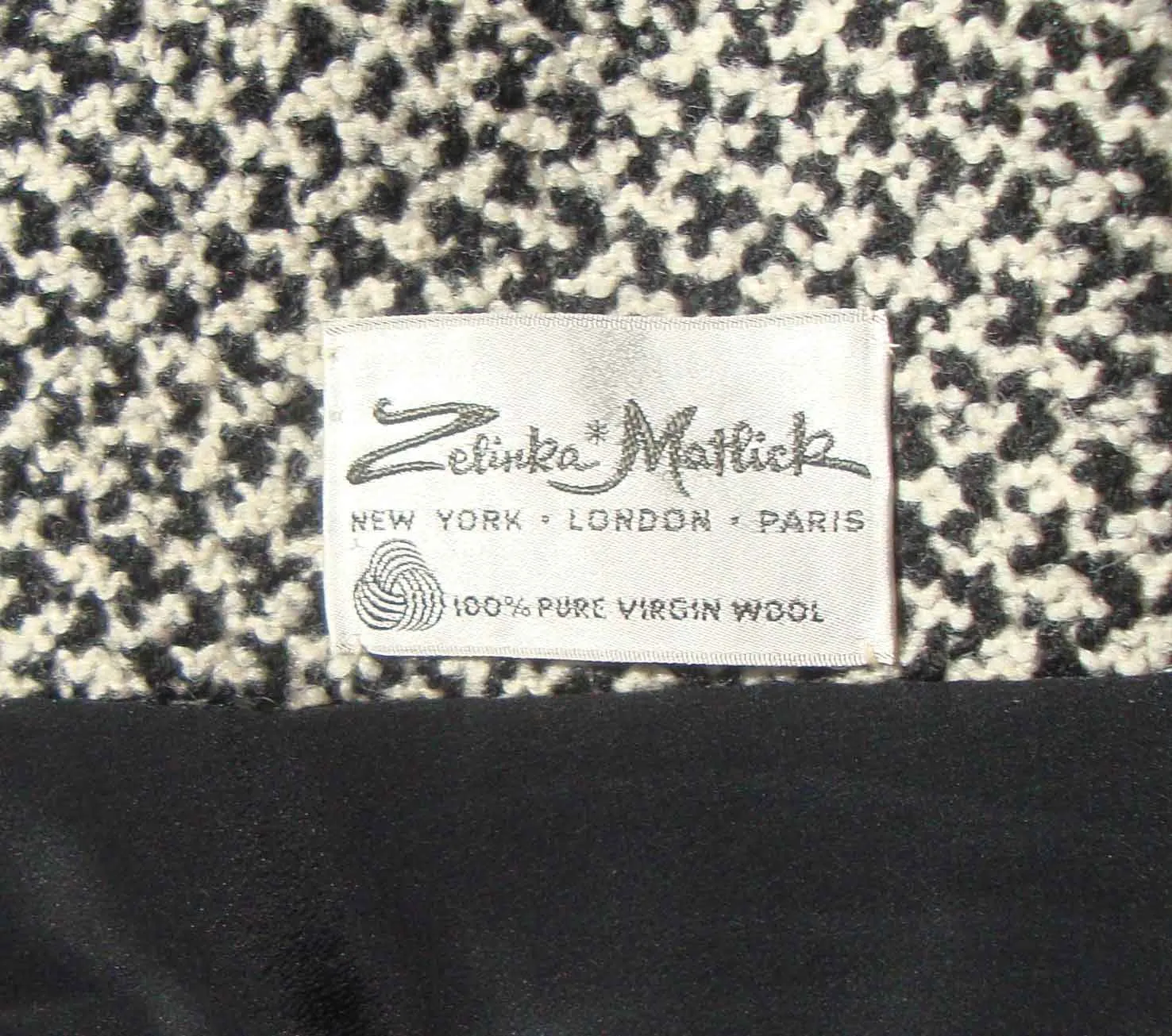 Vintage 60s Zelinka Matlick B&W Wool Skirt Suit S / M