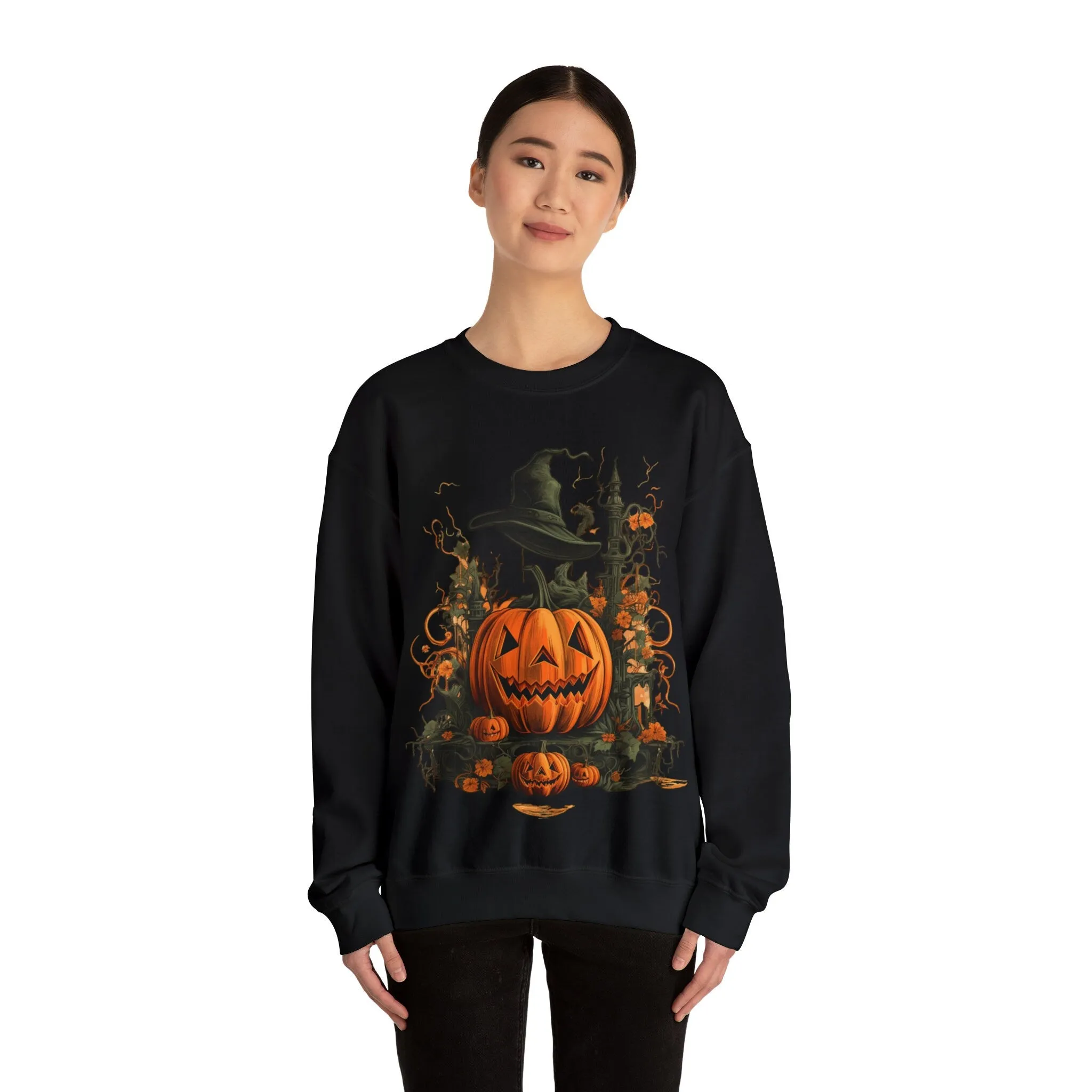 Vintage Halloween Crewneck Sweatshirt with Classic Halloween Graphic - Retro Spooky Vibes!