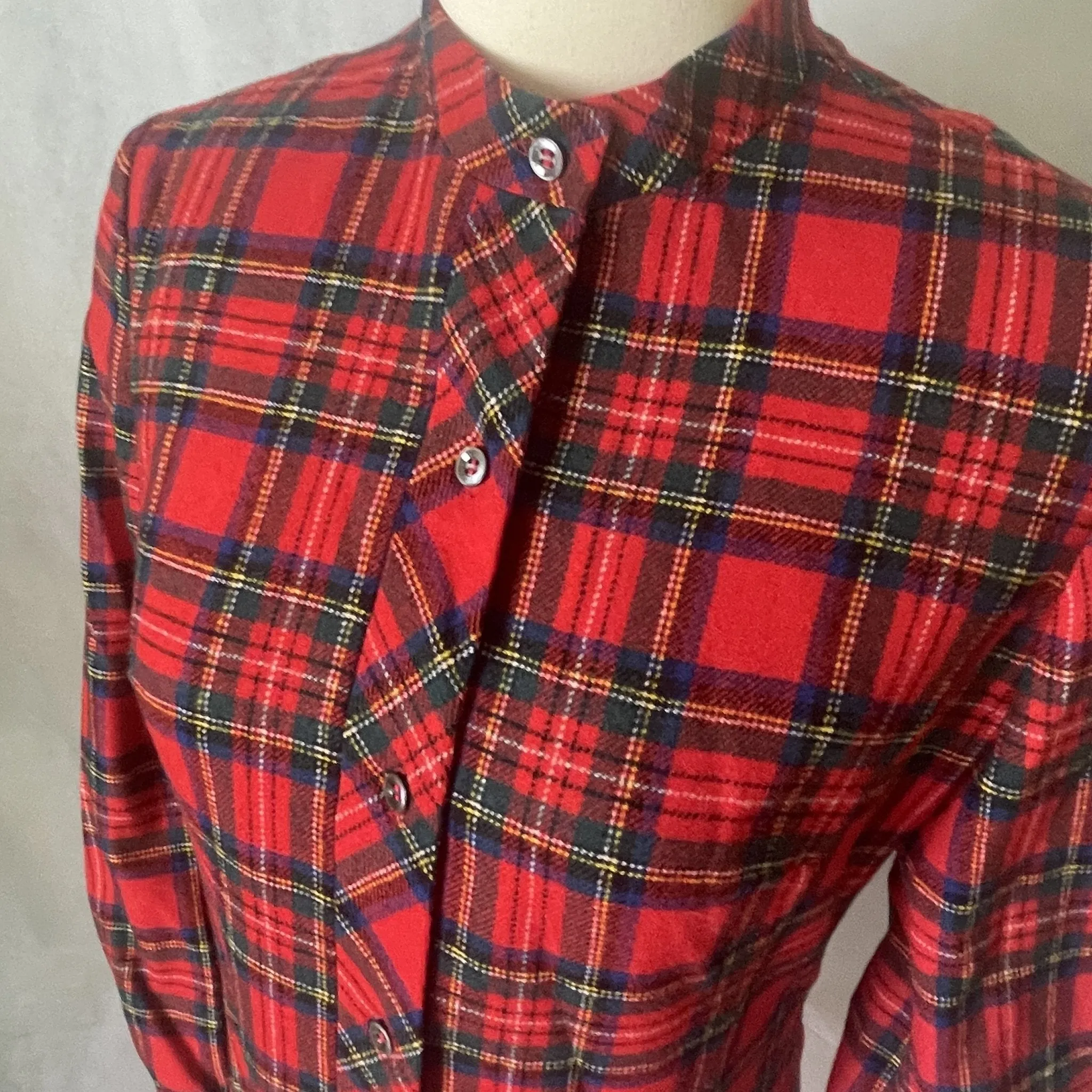 Vintage Red Plaid Wool Shirt Dress by Pendleton. Perfect Traditional Preppy Style for the Holidays.