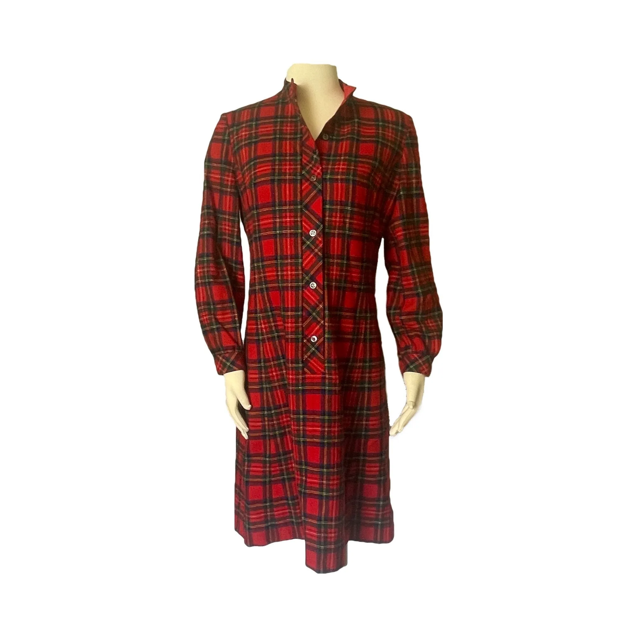 Vintage Red Plaid Wool Shirt Dress by Pendleton. Perfect Traditional Preppy Style for the Holidays.