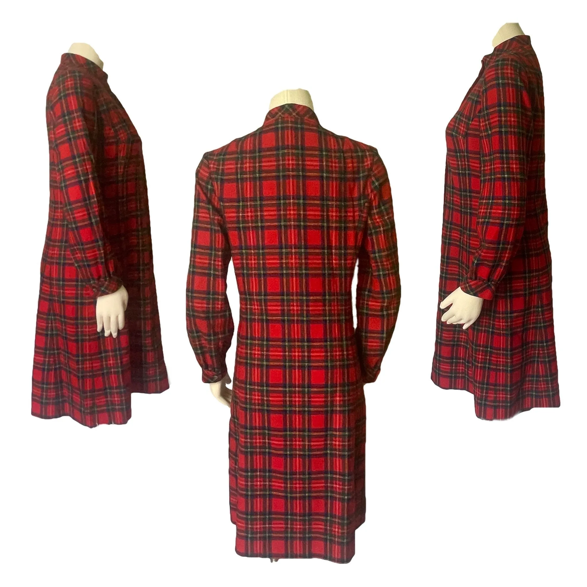 Vintage Red Plaid Wool Shirt Dress by Pendleton. Perfect Traditional Preppy Style for the Holidays.