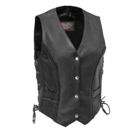 VL1051 Ladies Lace Side Vest with Gun Pockets and Trimmed In Braid