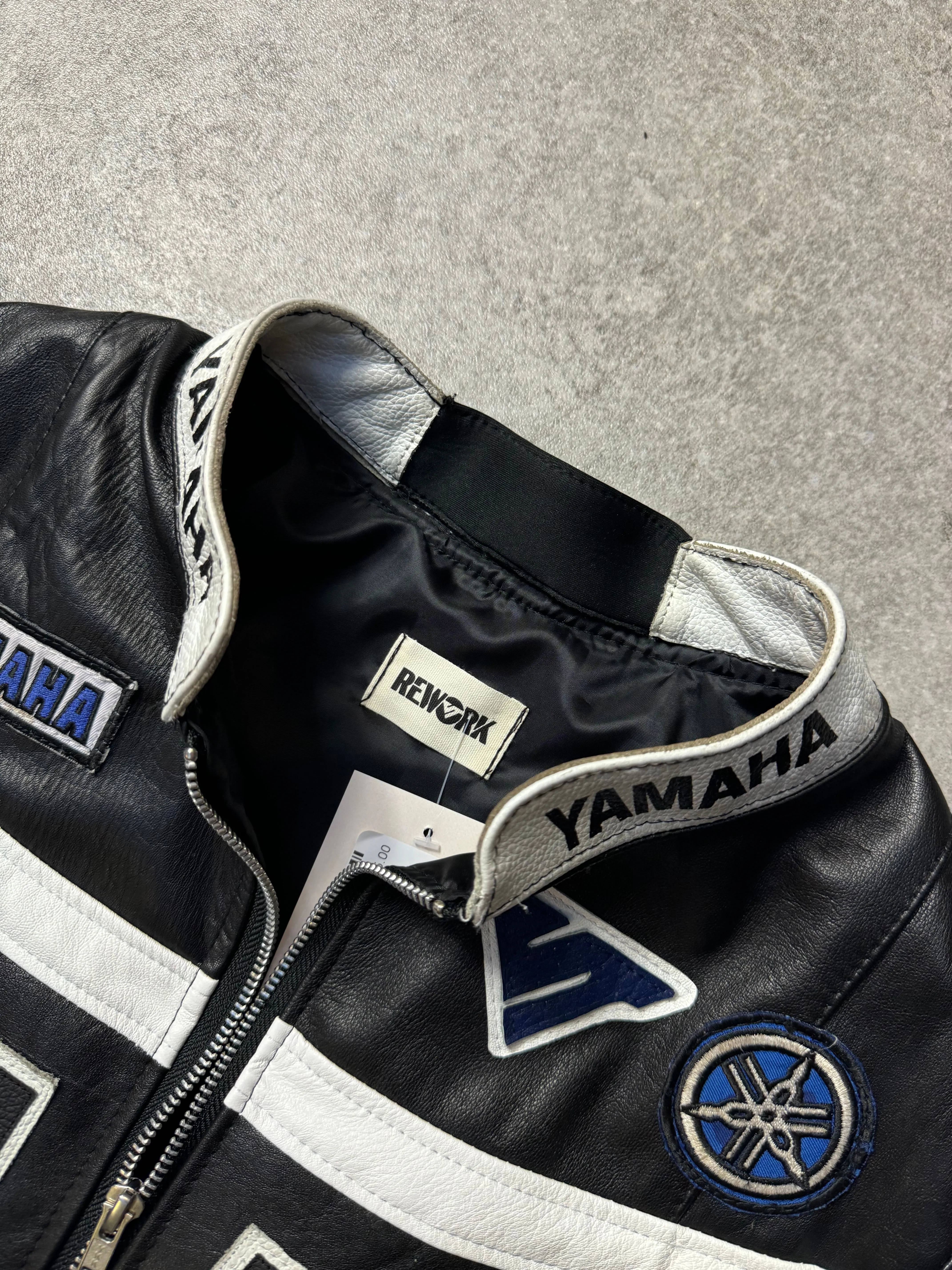 VT Rework: Yamaha VT Logo Cropped Leather Racing Jacket