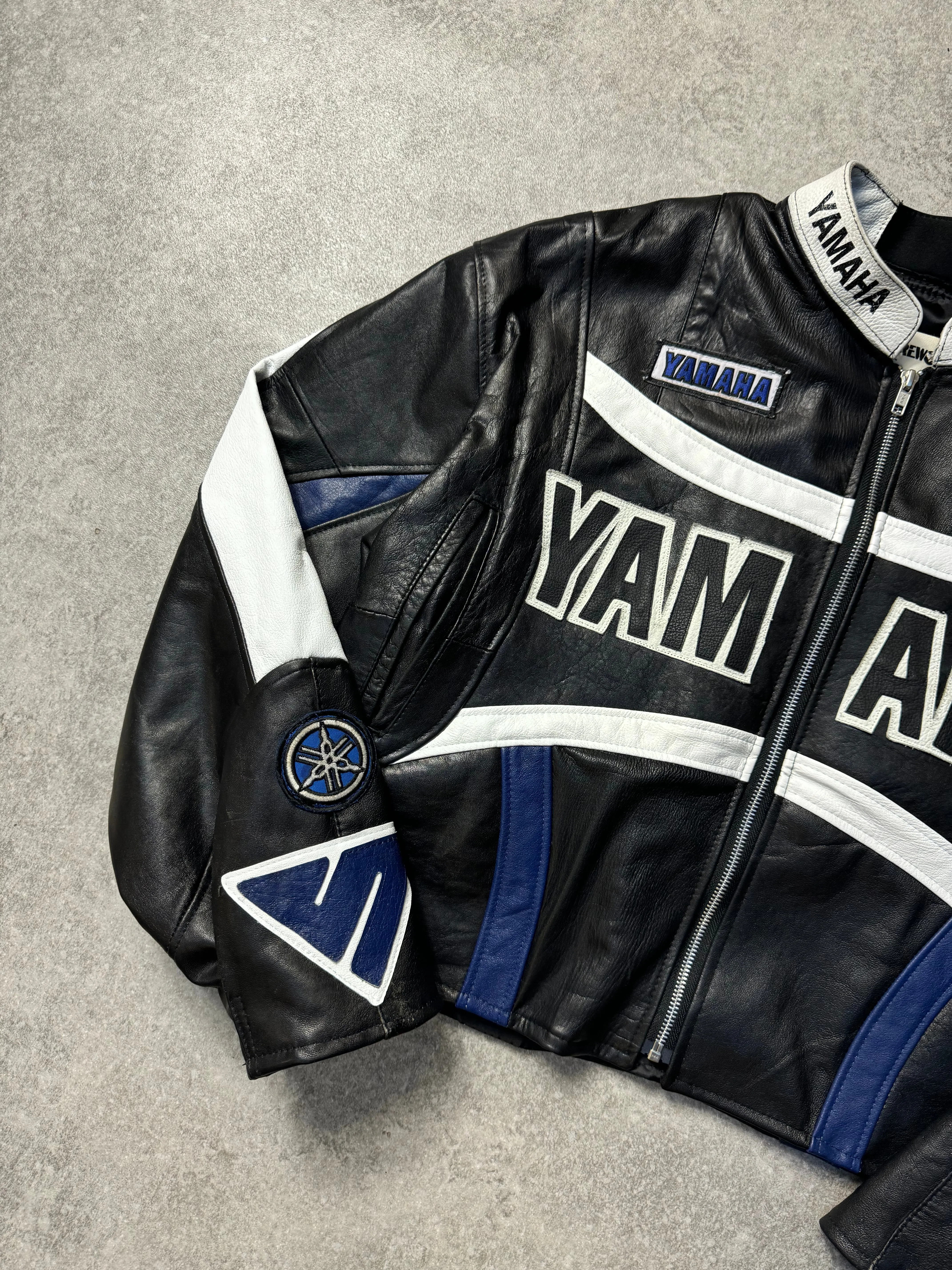 VT Rework: Yamaha VT Logo Cropped Leather Racing Jacket