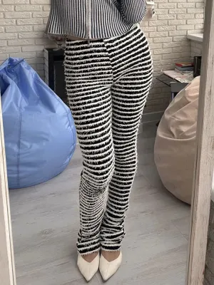 Waist High Stripes Color Bodycon Block Summer Loose All-match Pants