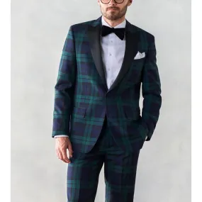 Wiaofellas  -  Fashion Plaid Men Suits 2 Piece High-end One Button Peak Lapel Outfits Chic Elegant Wedding Party Formal Tuxedo (Jacket Pants)