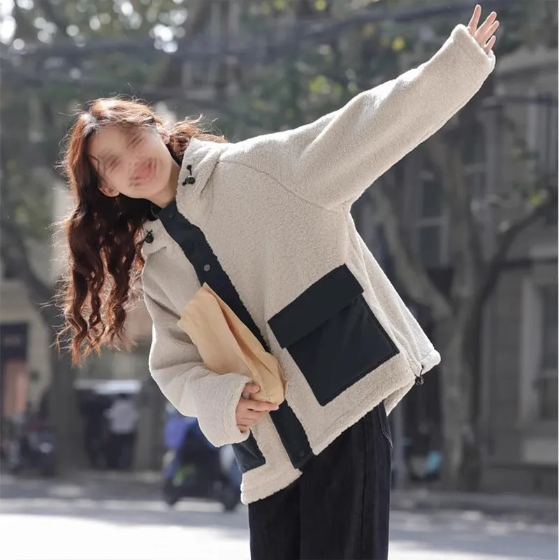 Wjczt cold weather outfits Shuangcheng Ji/Double-Sided Cashmere Coat Women's Winter Casual Hooded Workwear/Glutinous Rice Does Not Bloom