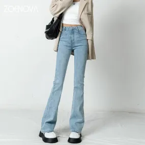 Wjczt Women Flared Jeans Loose Denim Pants Bottom Straight High Waist Stretch Urban Female Flare Trouser 2022 Fashion  6 Color