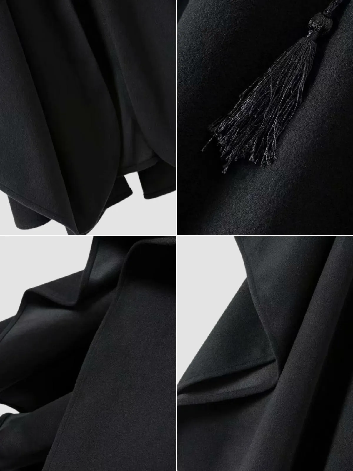 WLS Dark Hooded Long Cape Woolen Coat