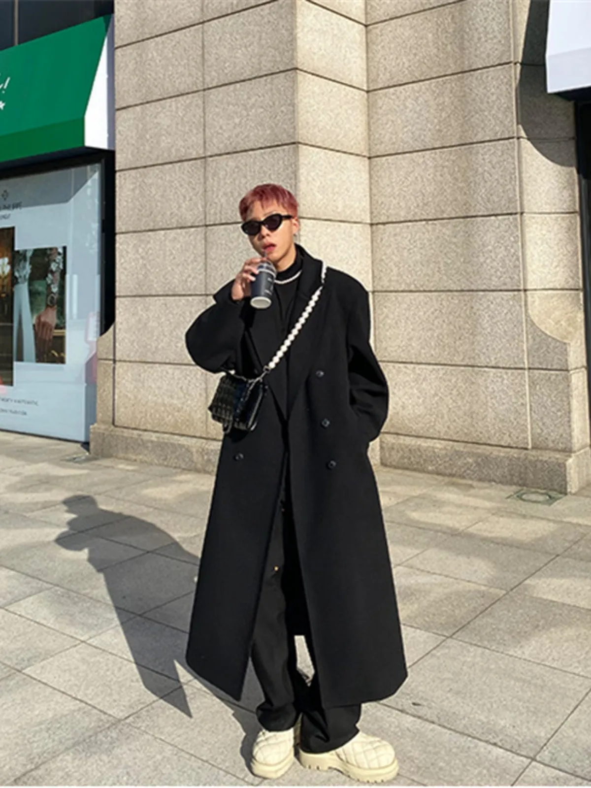 WLS Long Knee-length Woolen Cashmere Coat