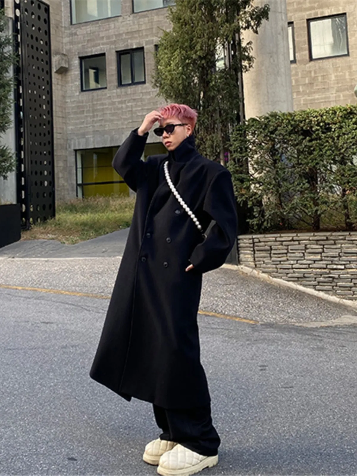 WLS Long Knee-length Woolen Cashmere Coat