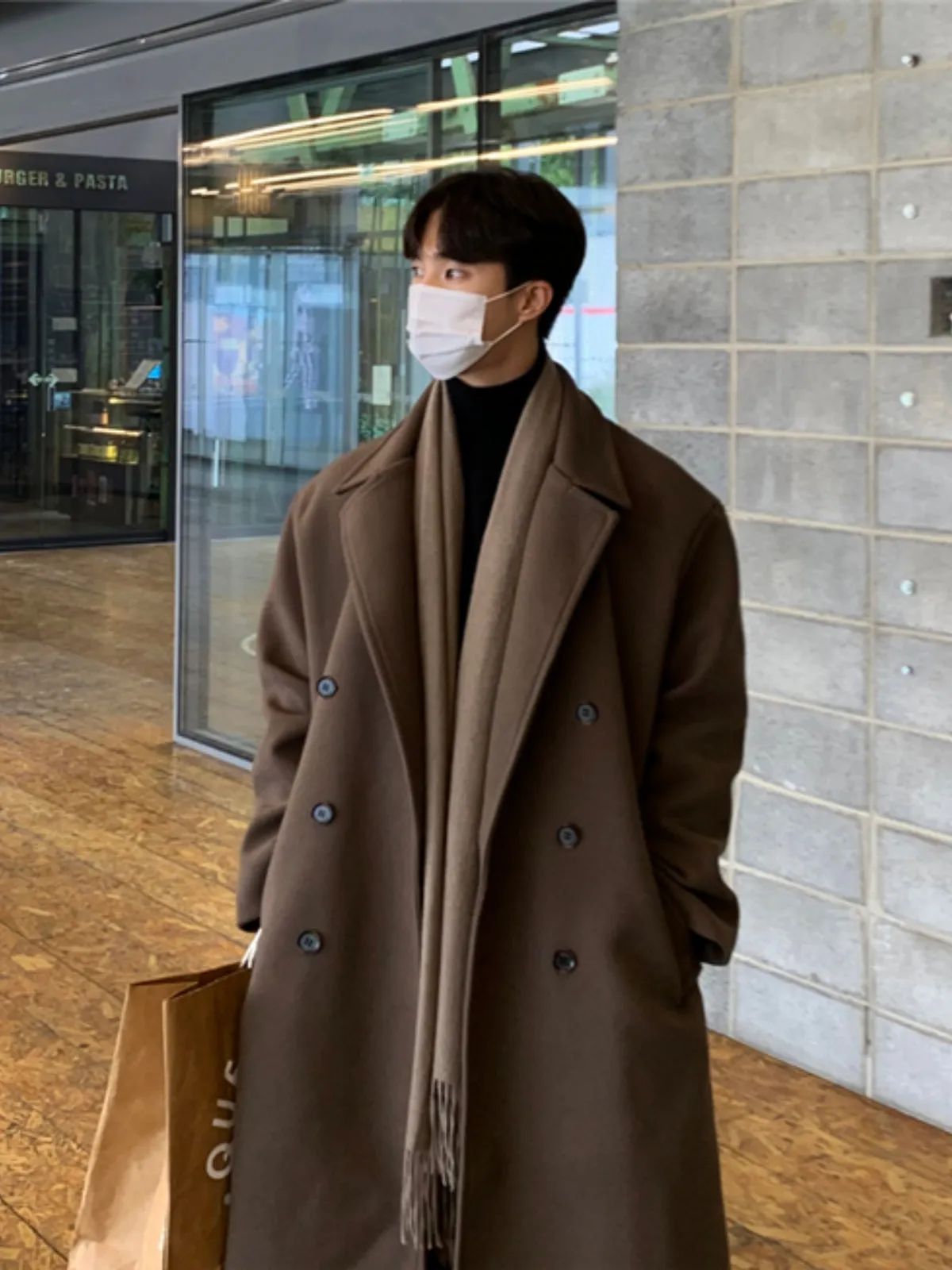 WLS Loose Mid-length Cashmere Windbreaker Coat