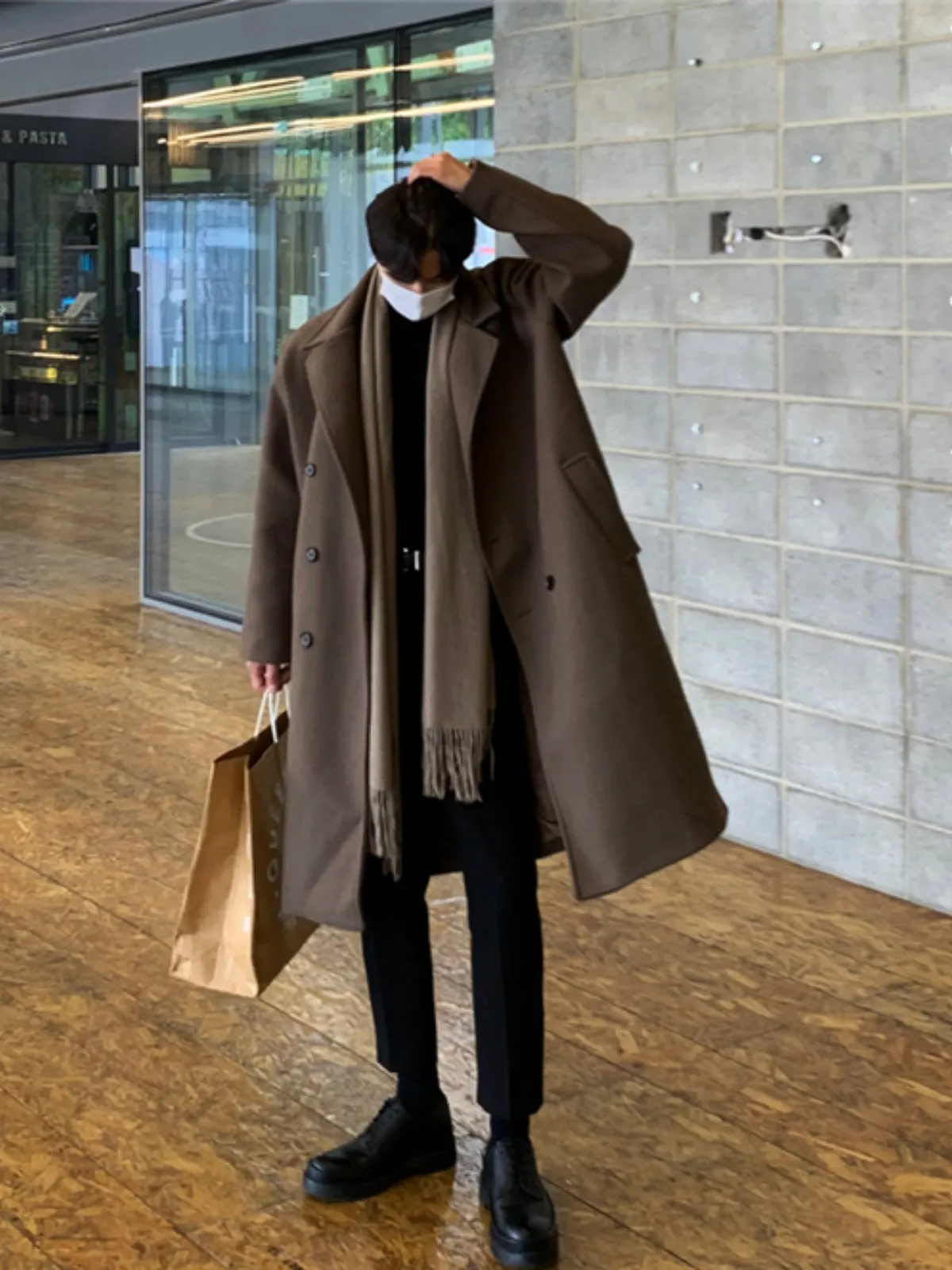 WLS Loose Mid-length Cashmere Windbreaker Coat