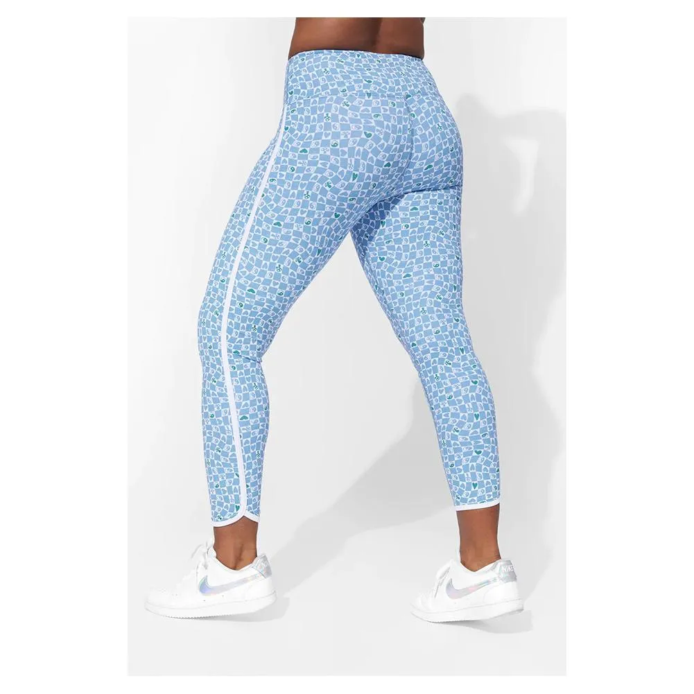 Women's Retro Revival 7/8 Tennis Legging Sky Blue Print