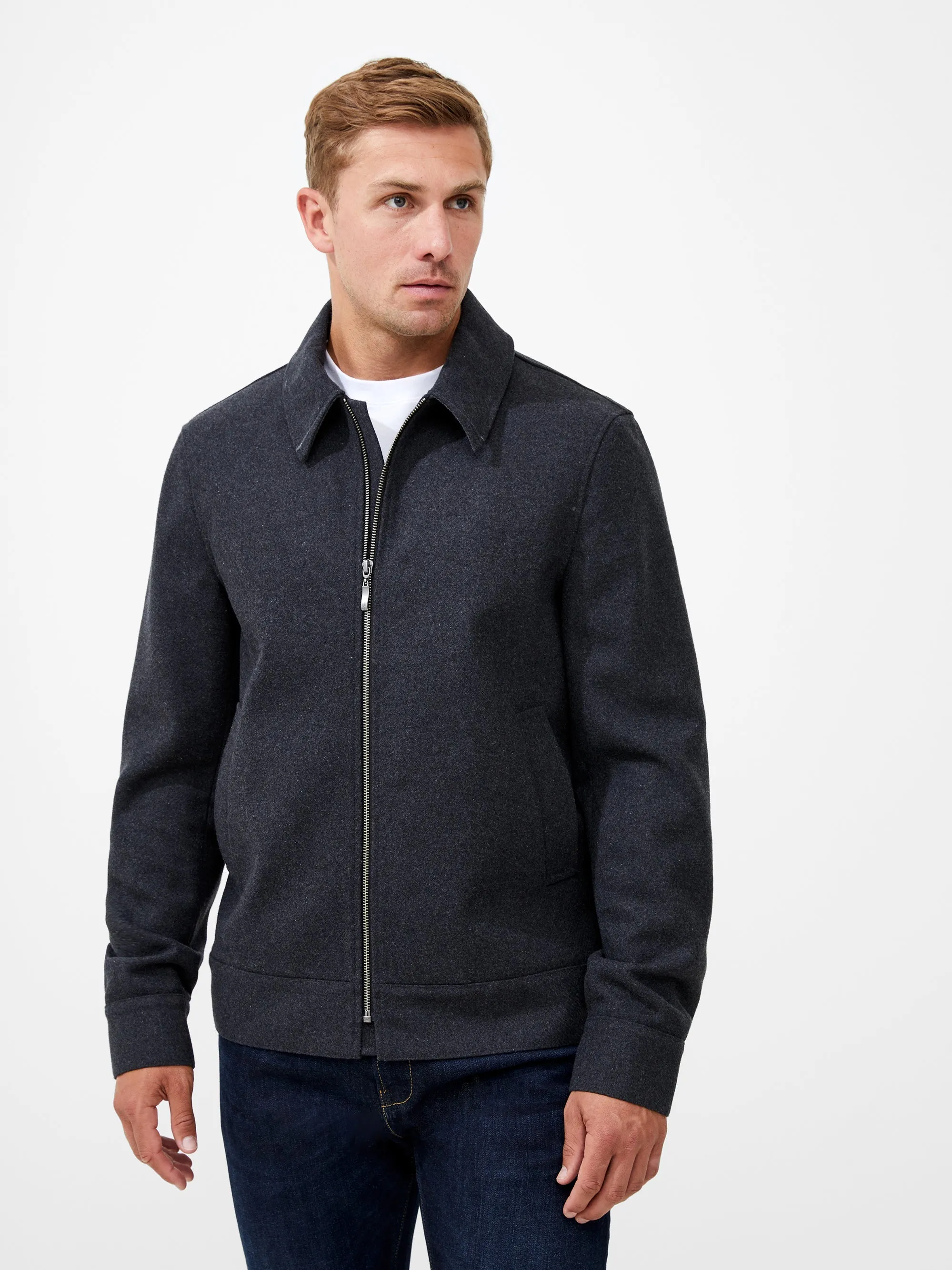 Wool Blend Blouson Coat