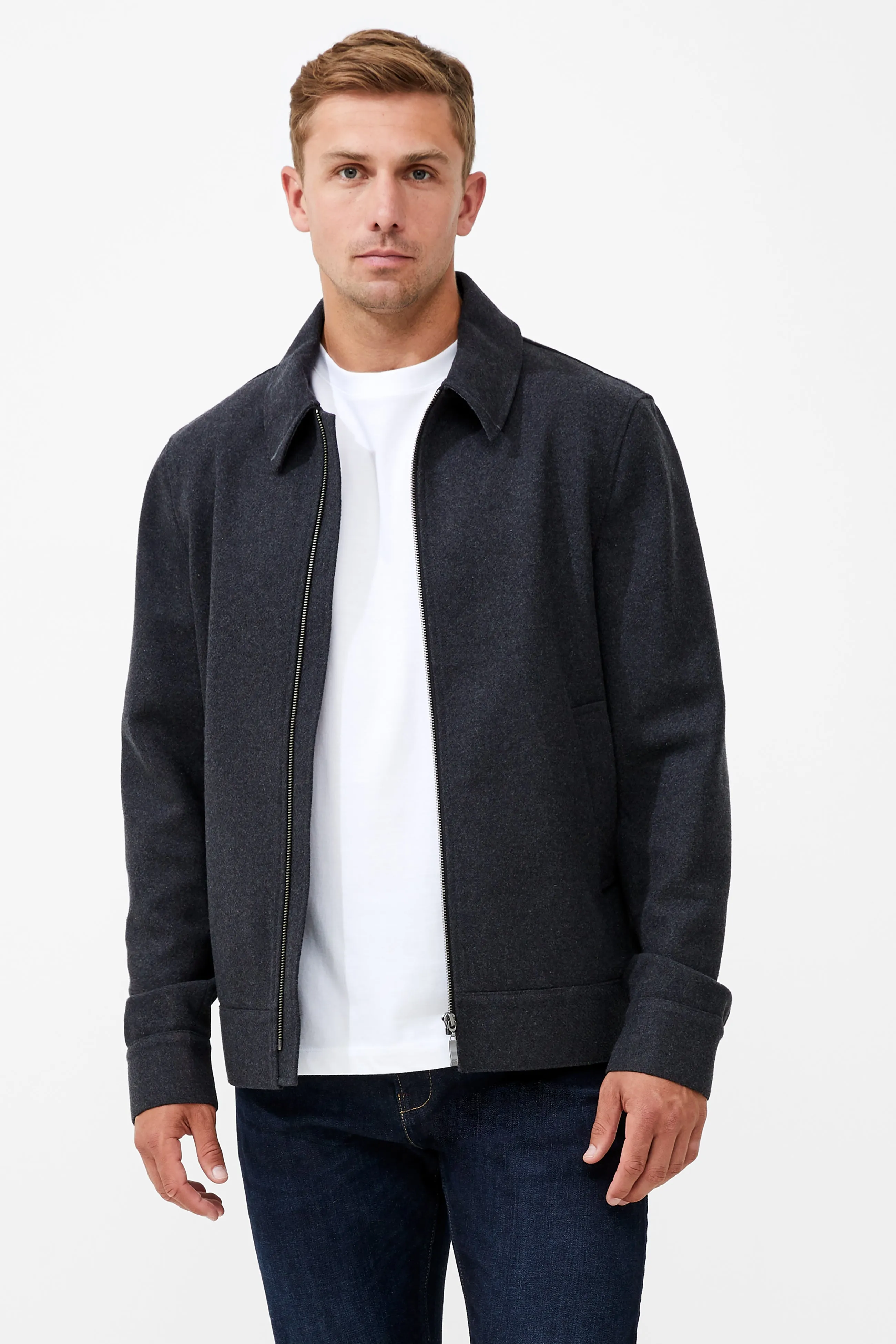 Wool Blend Blouson Coat