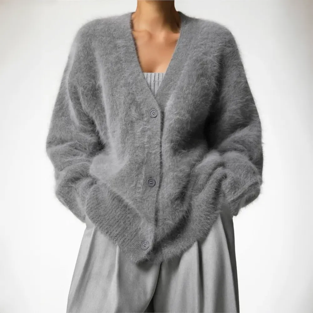 Wool Blend Knitted Cardigan Coat