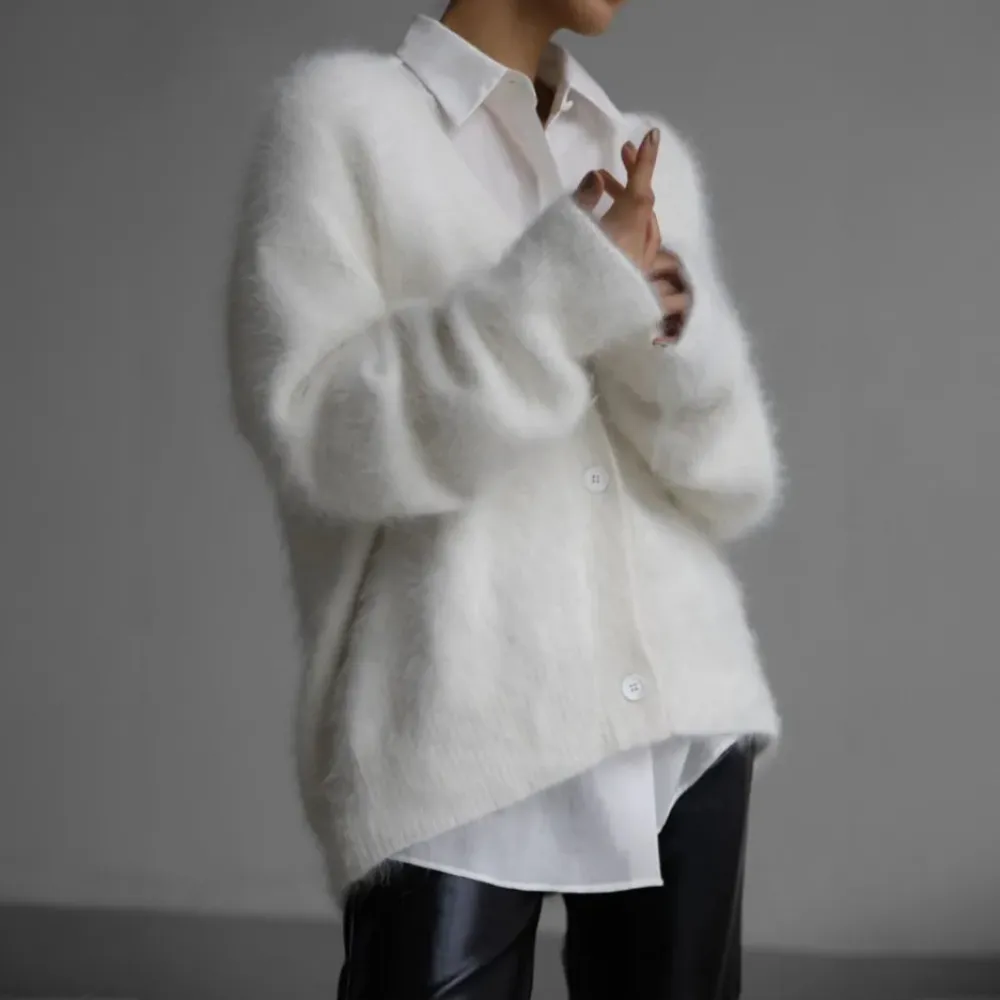 Wool Blend Knitted Cardigan Coat