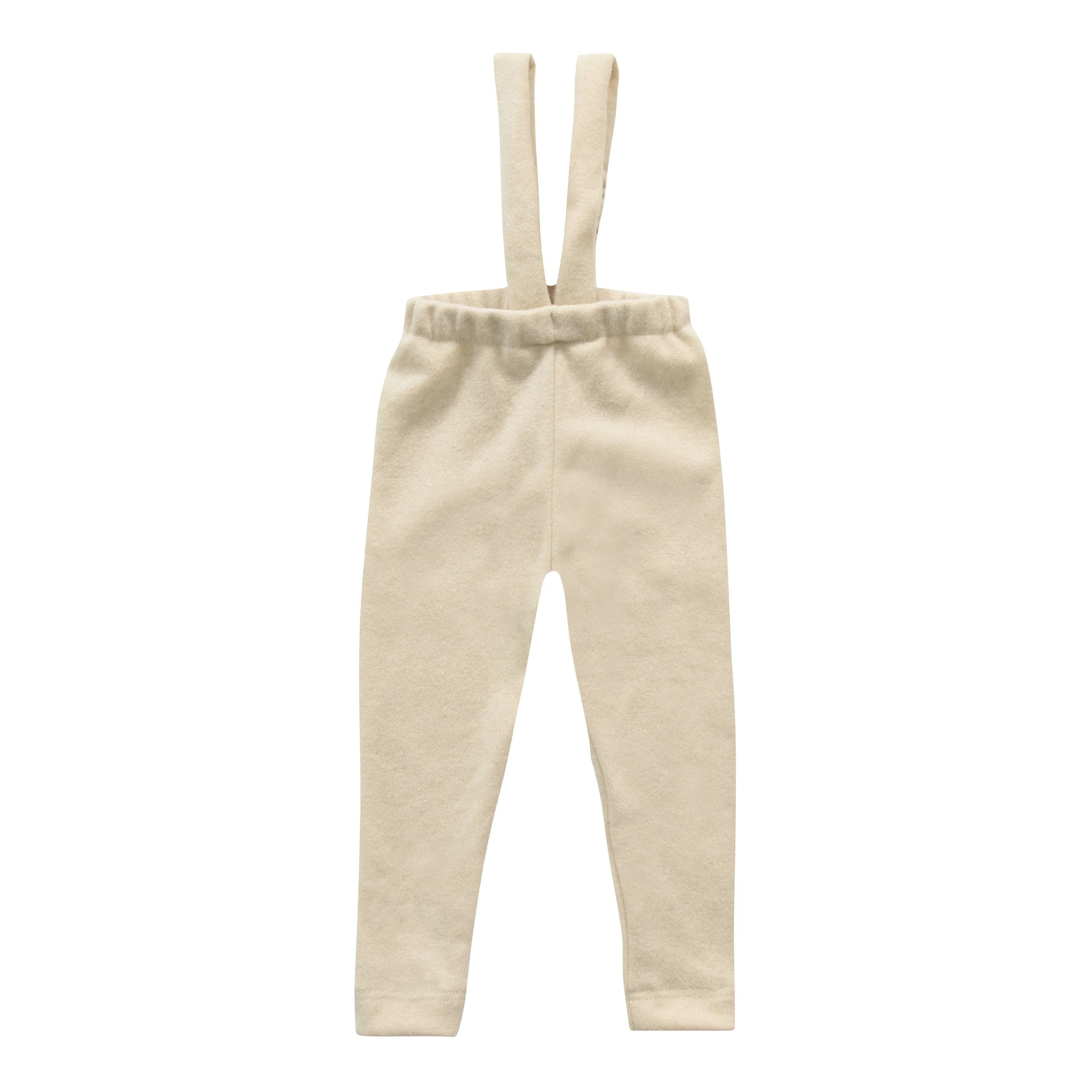 Woolen Pants with Suspenders - Cream