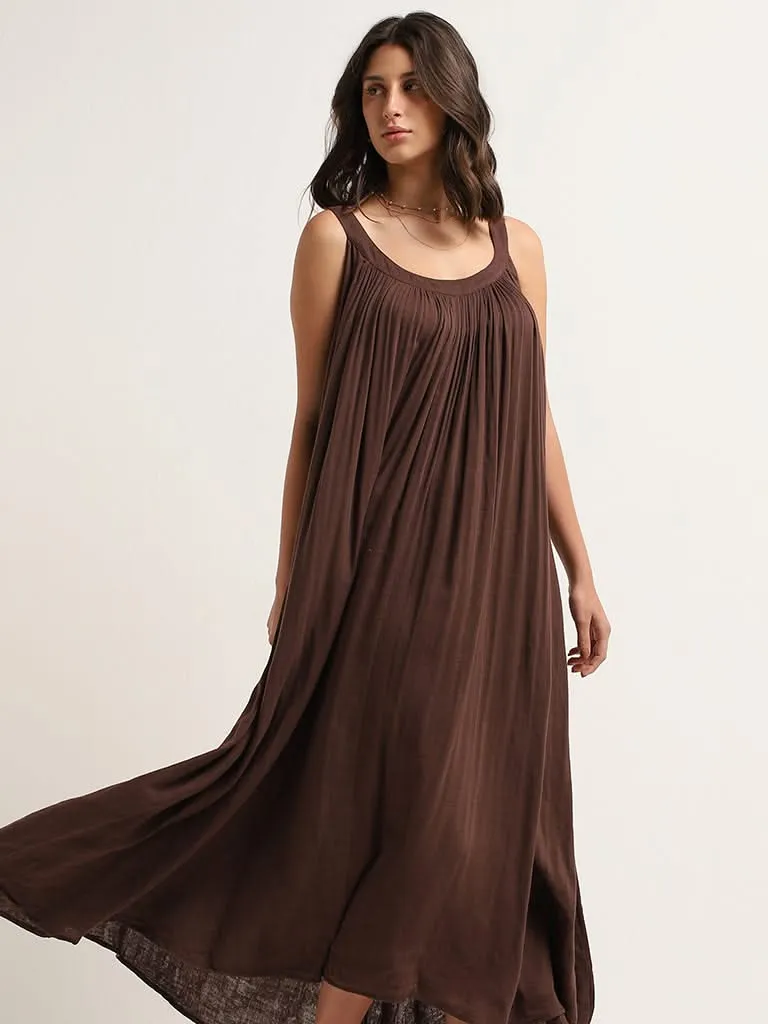 Wunderlove Brown Cotton Maxi Dress