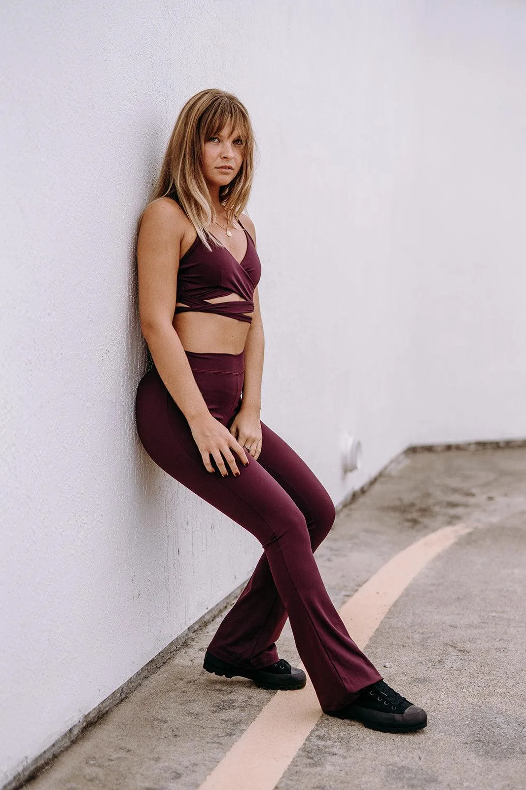 Youth Dark Burgundy Boot Flare Pants