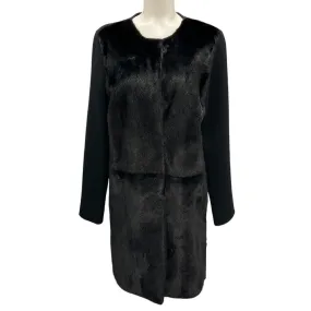 Yves Salomon Black Mink Fur and Wool Coat